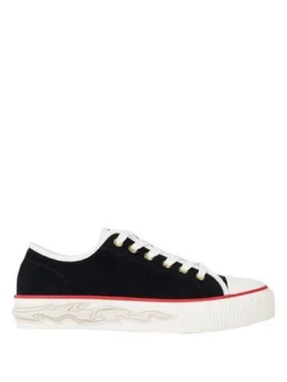 Sandro Black Low-Top Sneakers with White Trim and Red Stripe